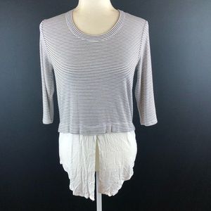 Renee C Striped Split Hem Top